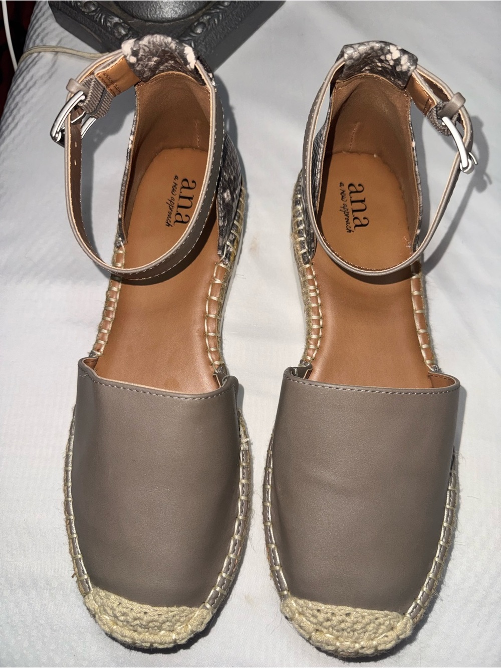 a.n.a Taupe Ankle-Strap Espadrille Flats